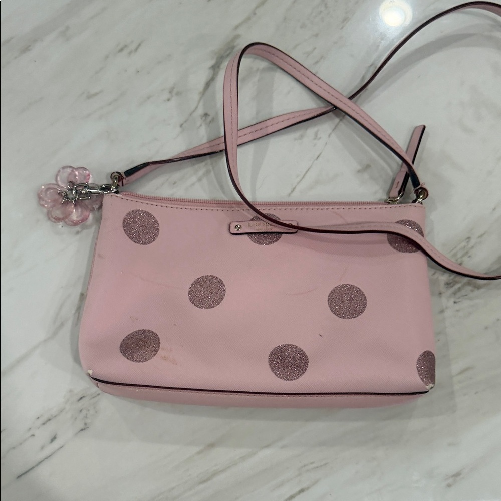 Kate Spade Pink Glitter Polka Dot Crossbody Bag